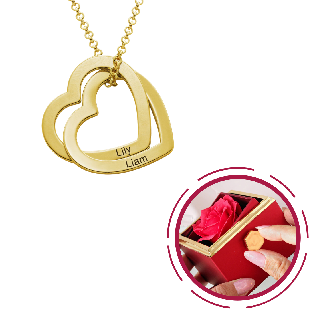 Engraved Intertwined Hearts Necklace