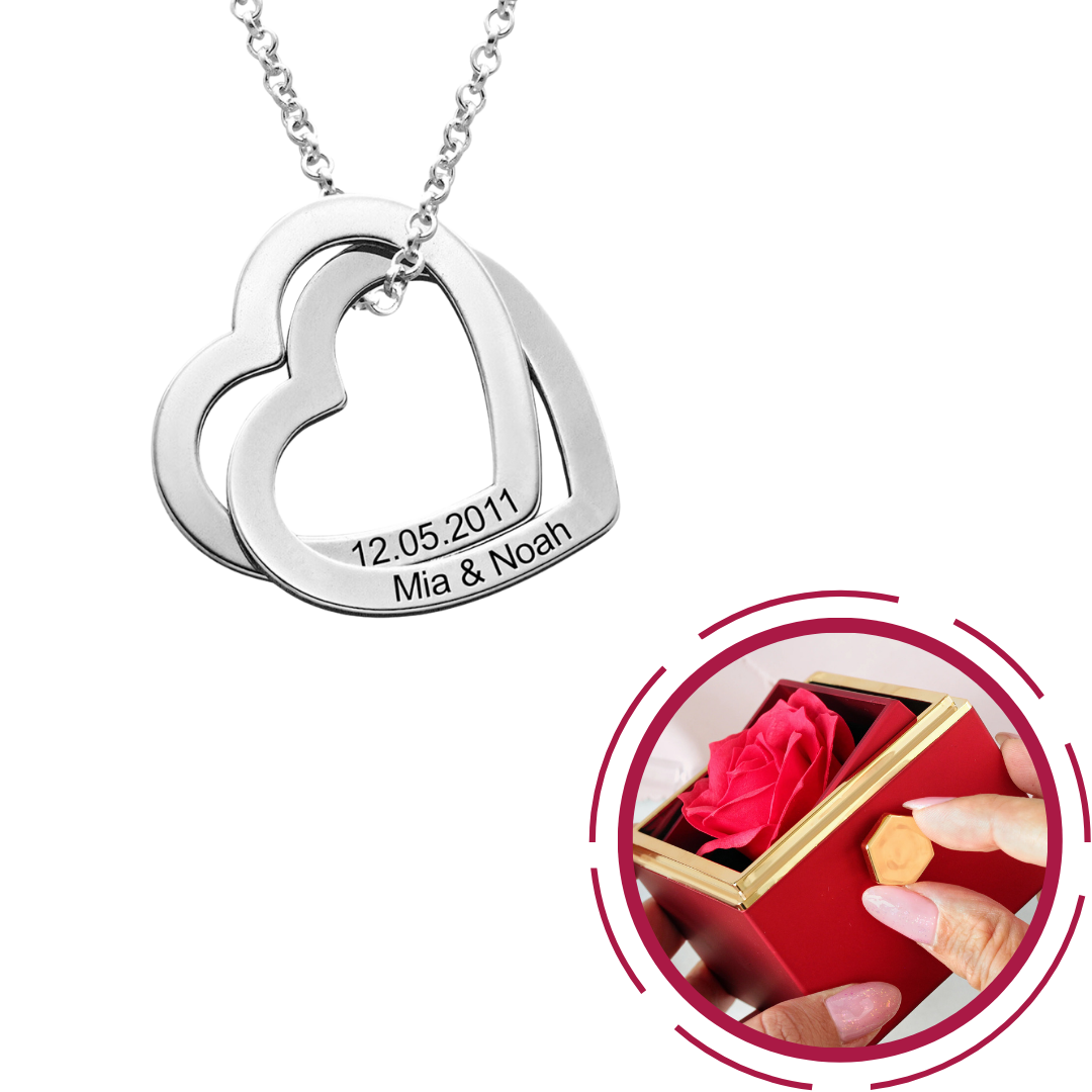 Engraved Intertwined Hearts Necklace