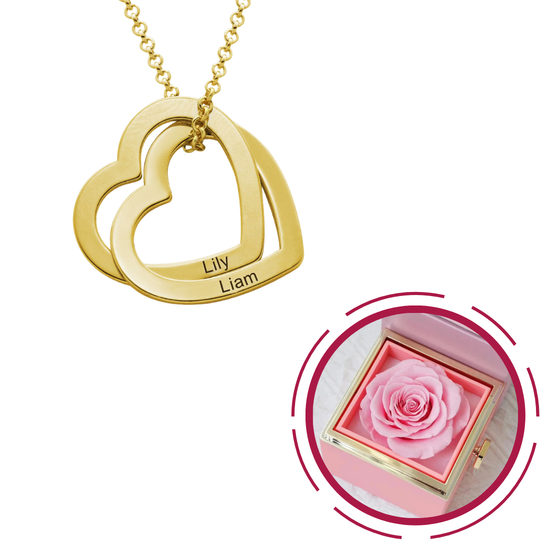 Engraved Intertwined Hearts Necklace
