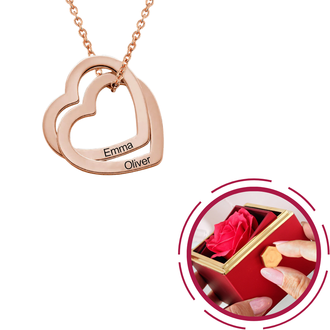 Engraved Intertwined Hearts Necklace