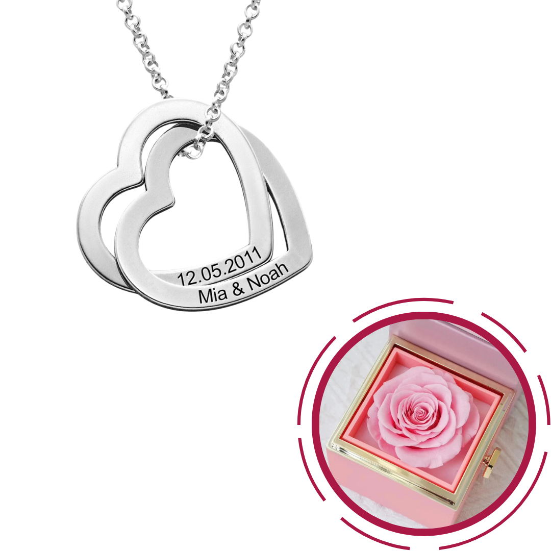 Engraved Intertwined Hearts Necklace