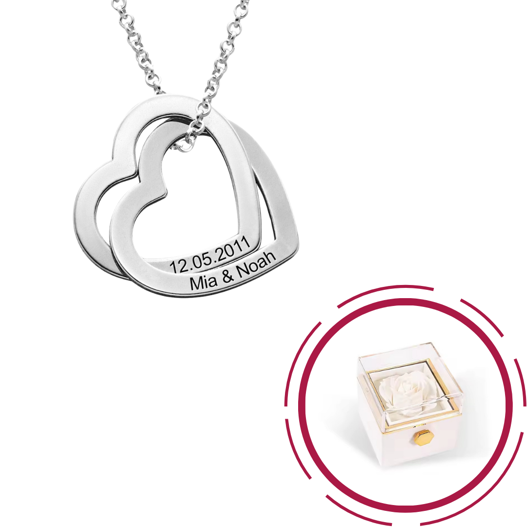 Engraved Intertwined Hearts Necklace