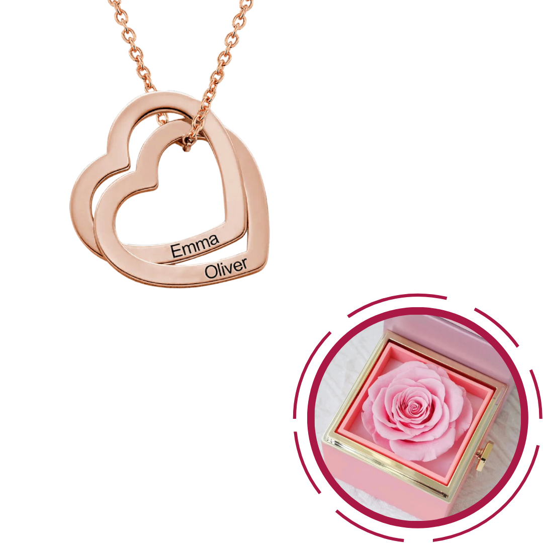 Engraved Intertwined Hearts Necklace