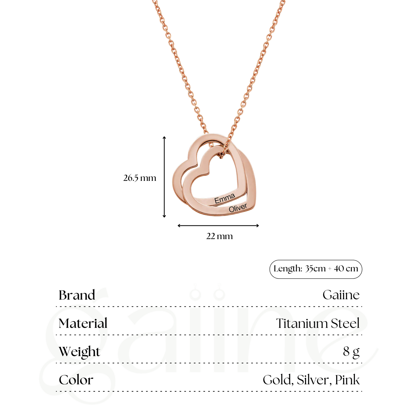 Engraved Intertwined Hearts Necklace