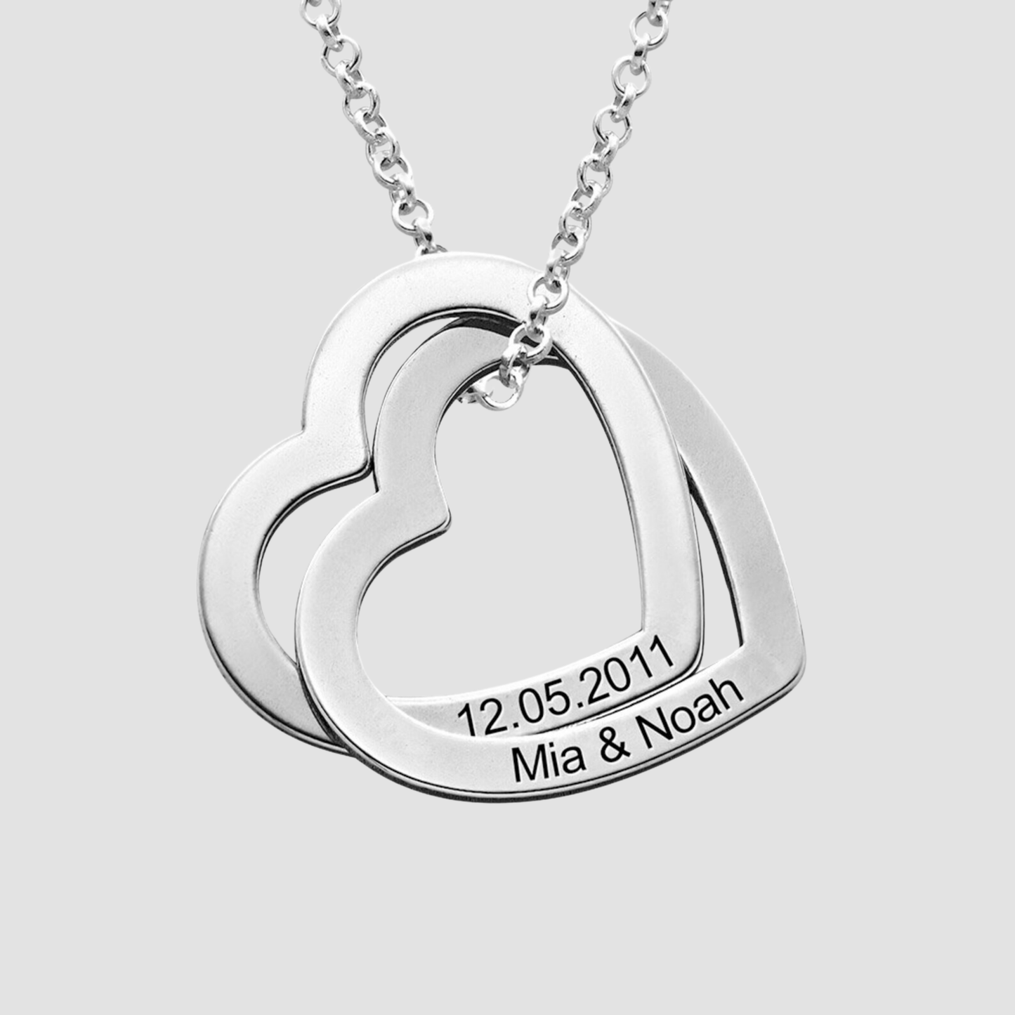Engraved Intertwined Hearts Necklace