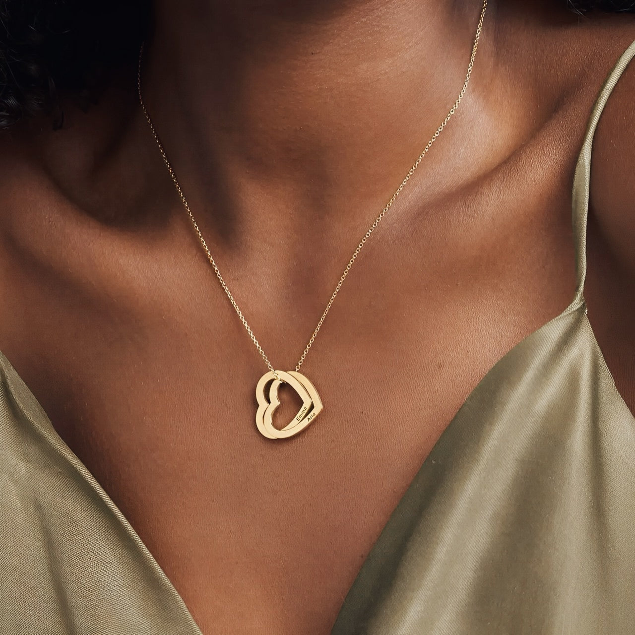 Engraved Intertwined Hearts Necklace