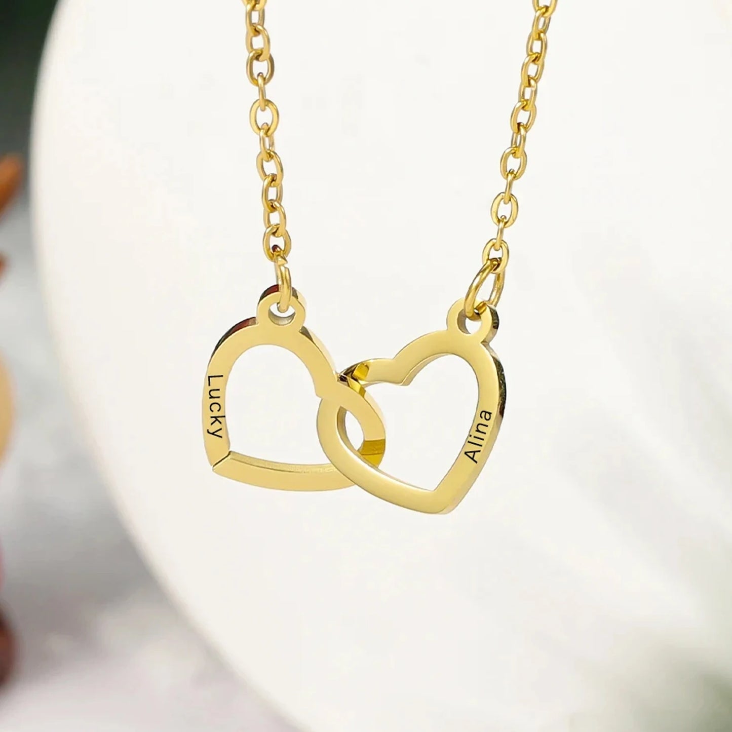 Engraved Intertwined Hearts Necklace