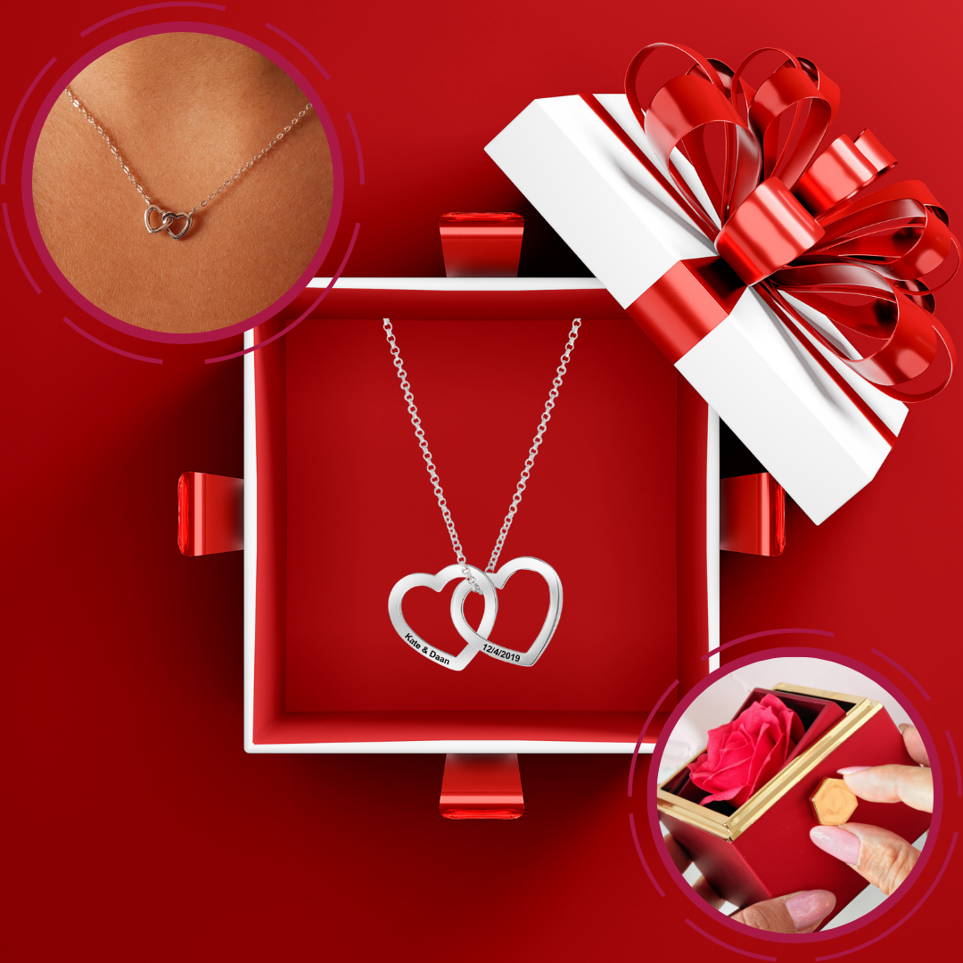 Engraved Intertwined Hearts Necklace